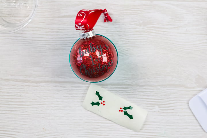 adding vinyl layers to a holiday ornament