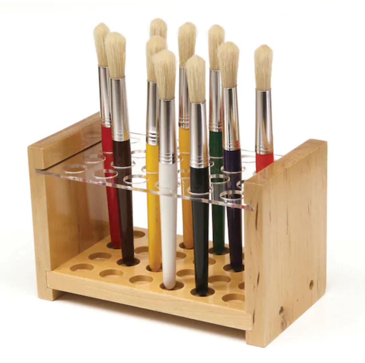 wooden paintbrush holder