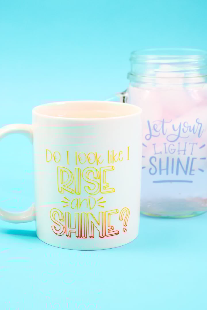 cold reactive vinyl on a mug