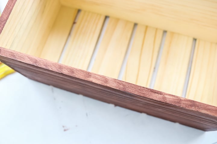 staining a wood crate