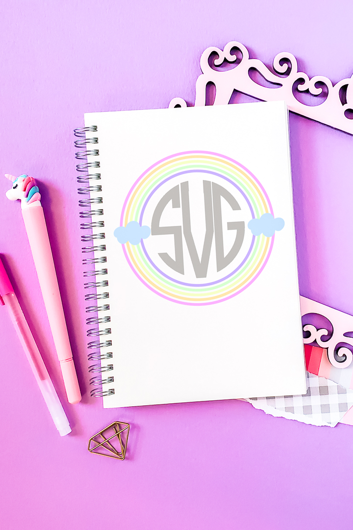 monogramme cadre arc en ciel svg