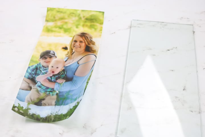 adding a photo to a glass lantern