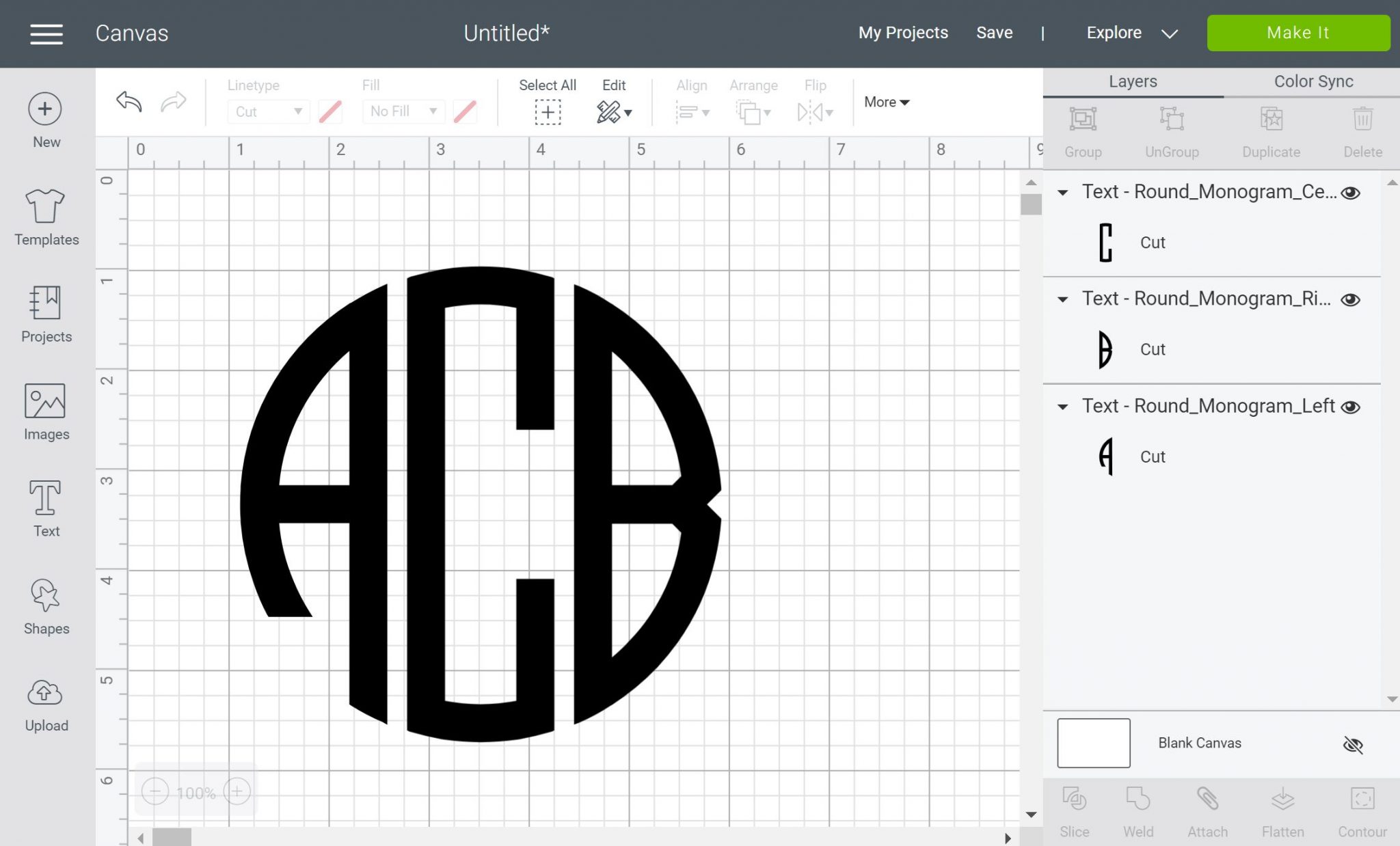 polices de monogrammes ronds sur un cricut