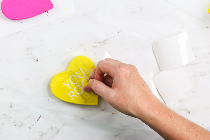 white vinyl saying on heart box lid