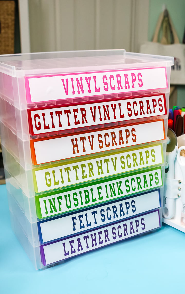 plastic drawers with vinyl labels