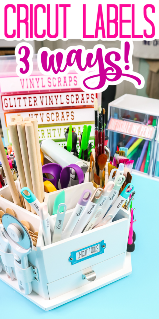 Learn about 3 ways to make Cricut labels! Great ideas for organizing every room in your home in minutes! #labels #cricut #cricutmade #organization
