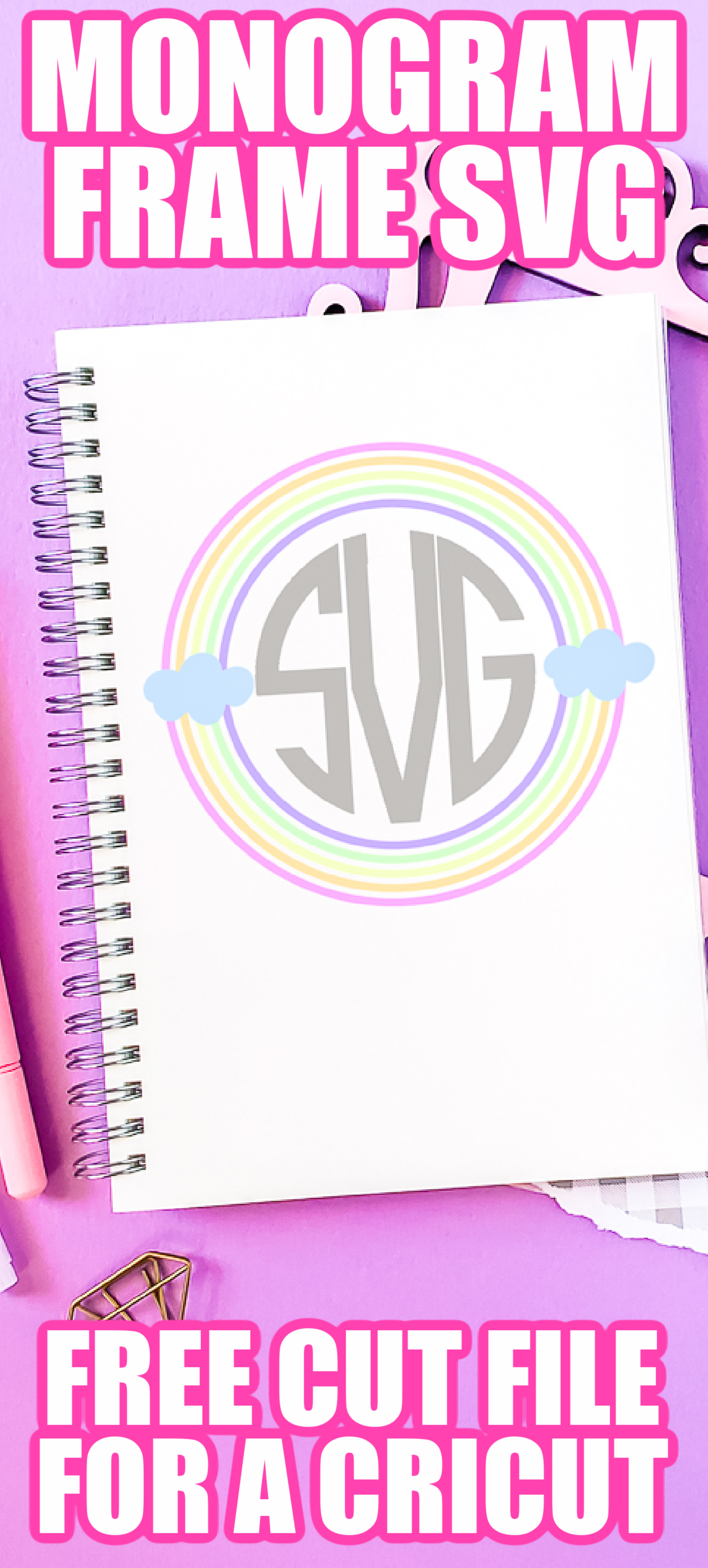 rainbow monogram frame svg