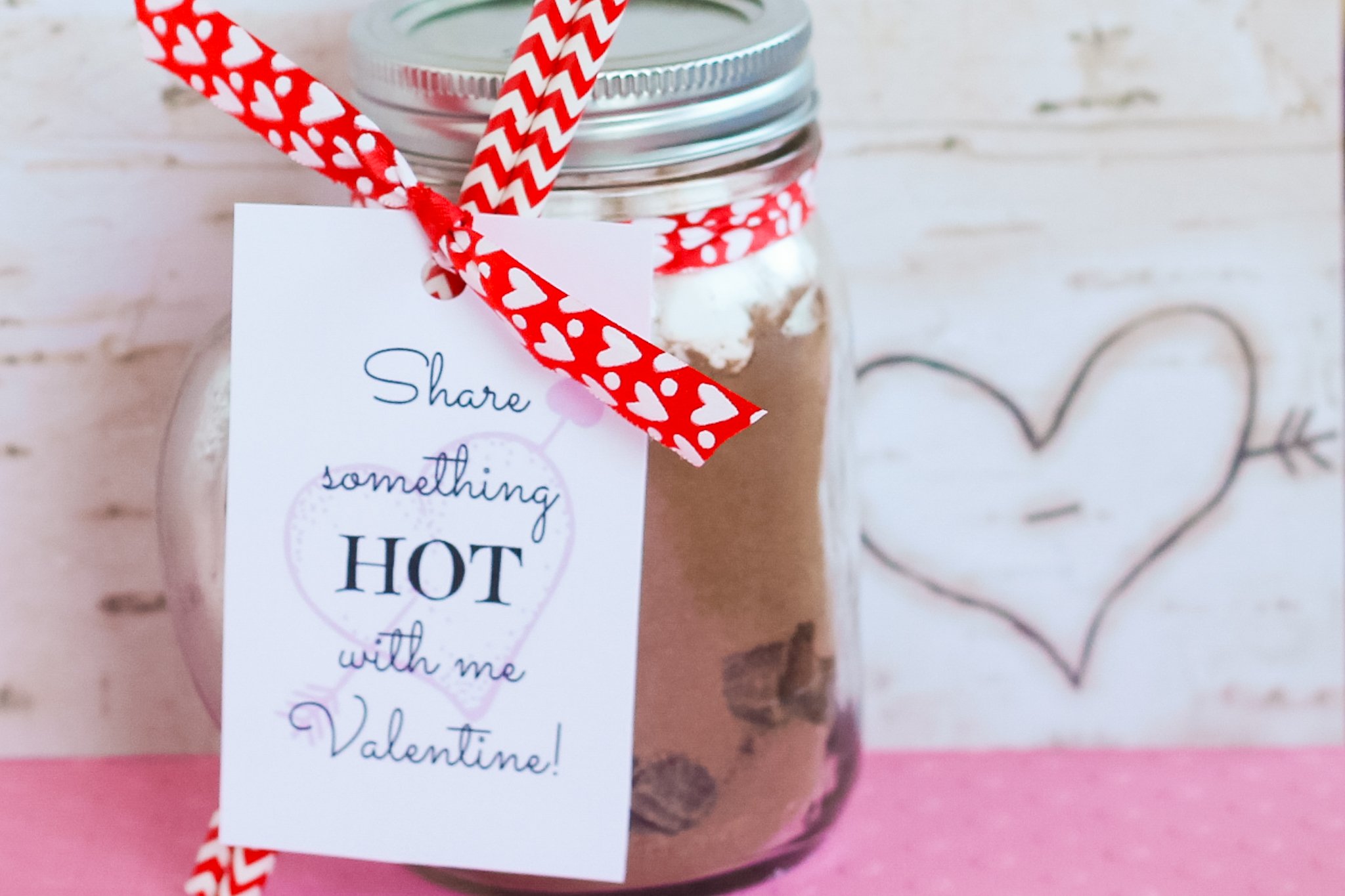 jar tied with ribbon for valentine's day