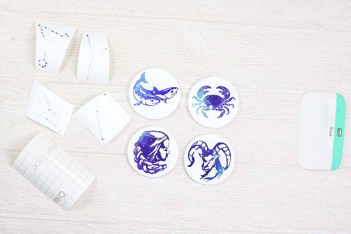 set of 4 coasters with zodiac signs