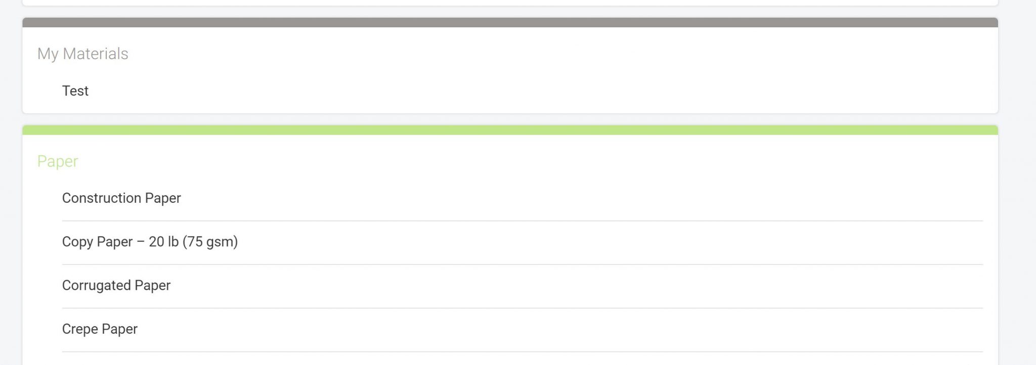 my materials section in cricut design space