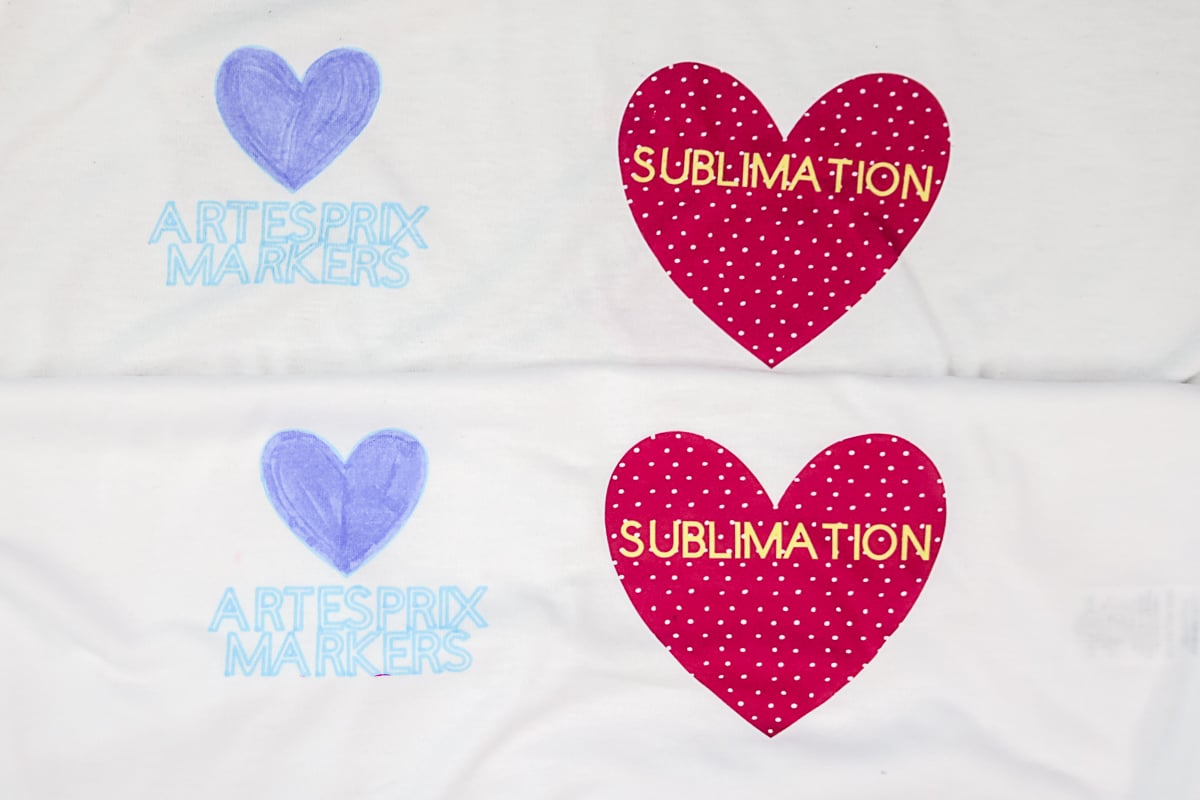 comparison of sublimation ink on a shirt