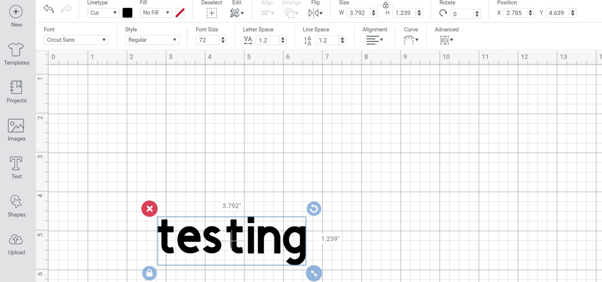 text in cricut design space