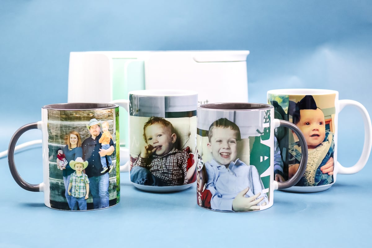 tasses faites avec des impressions par sublimation