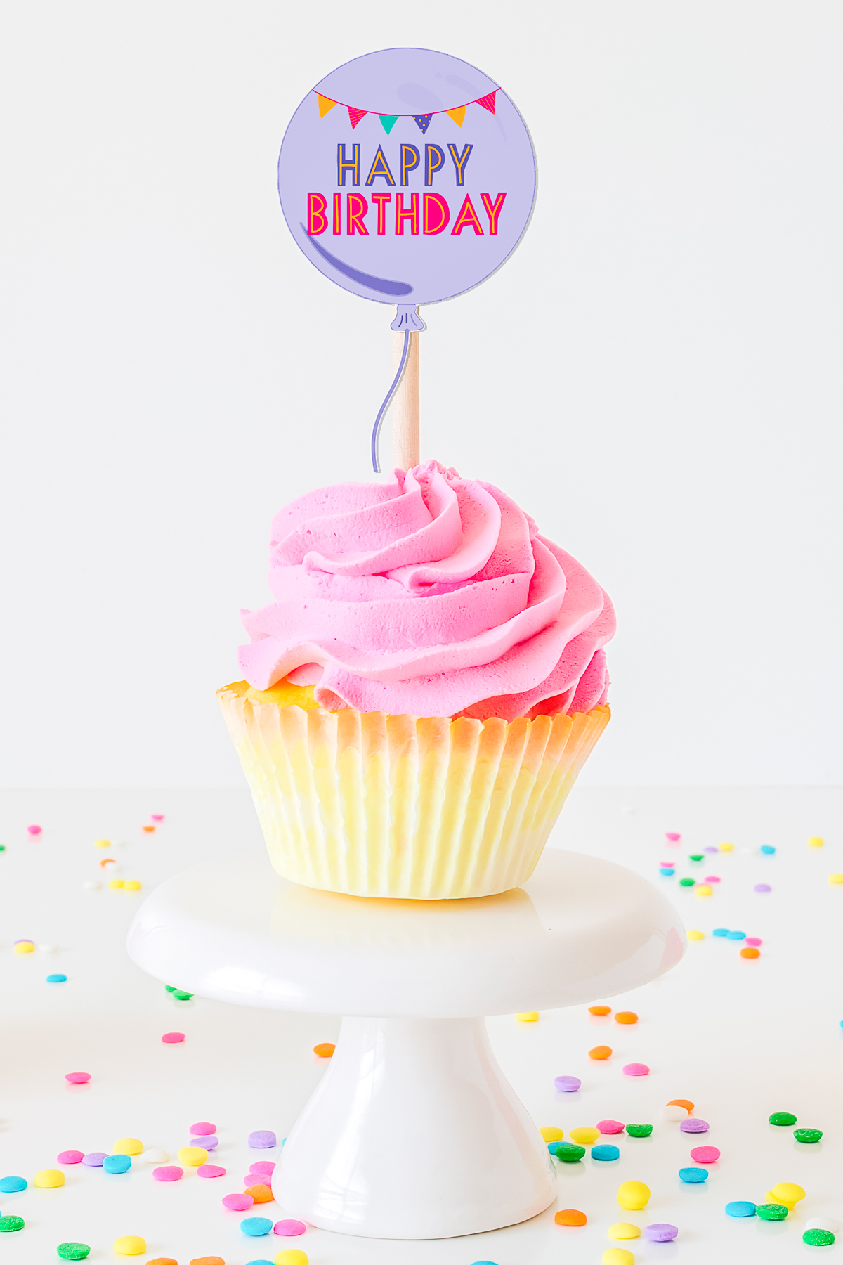 joyeux anniversaire cupcake toppers