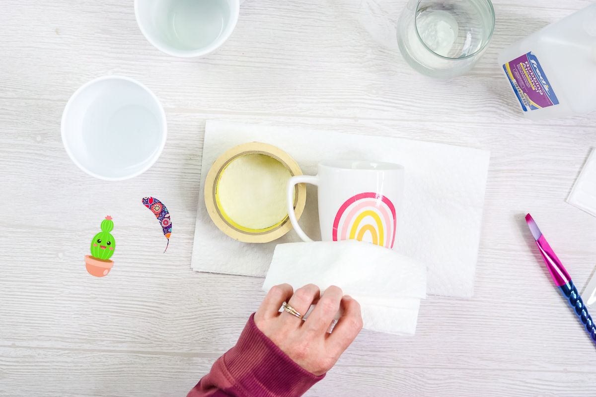 using paper towel to dry waterslide decals