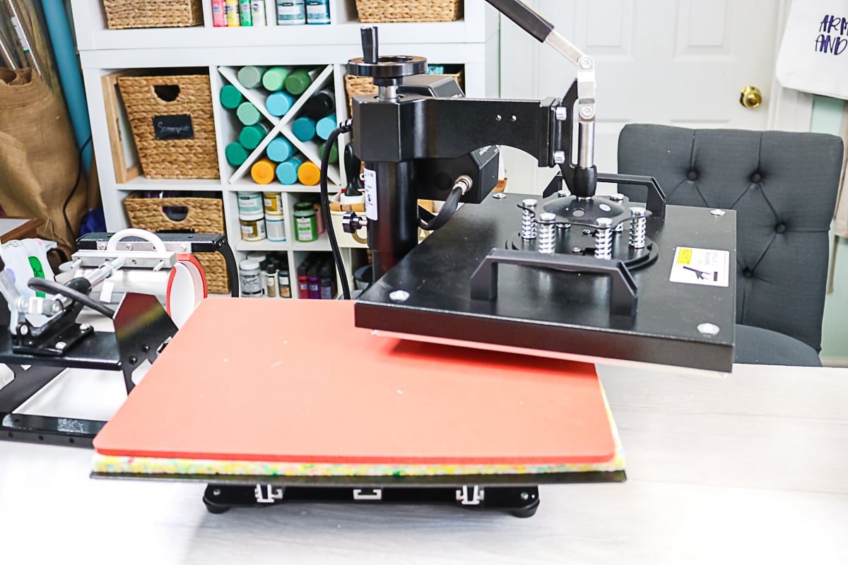 swing arm heat press on a table