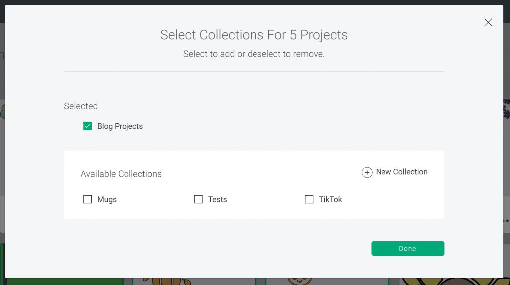 adding projects to collections