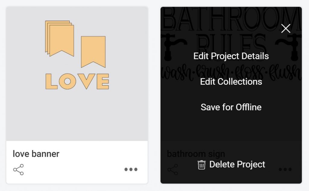 editing collections on a cricut project
