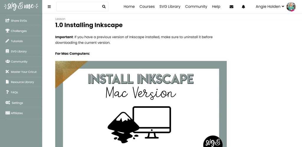 installation d'une leçon inkscape