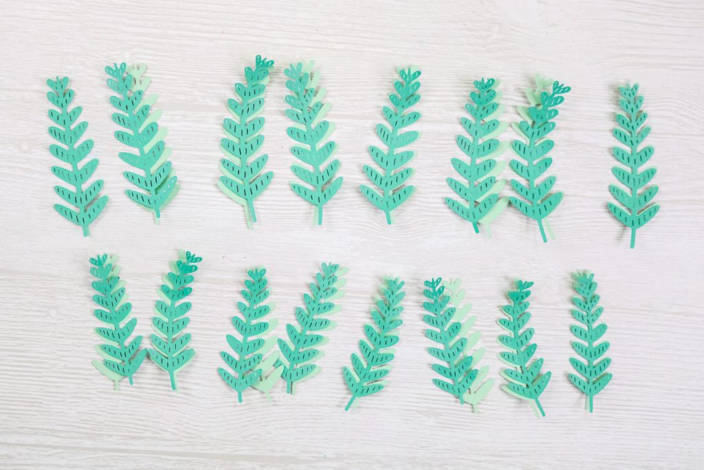 two layers of paper making up fern leaves