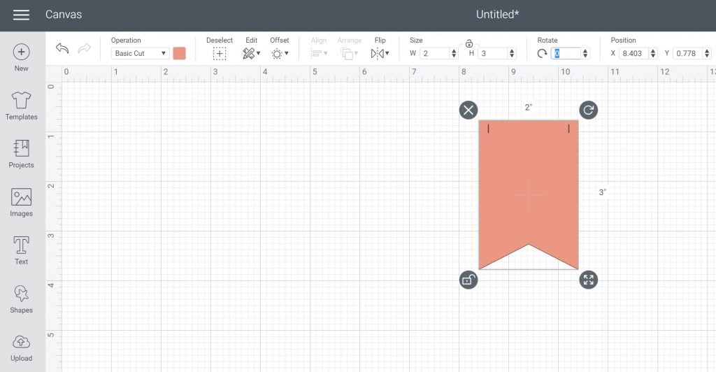 dimensionnement des images dans l'espace de conception cricut