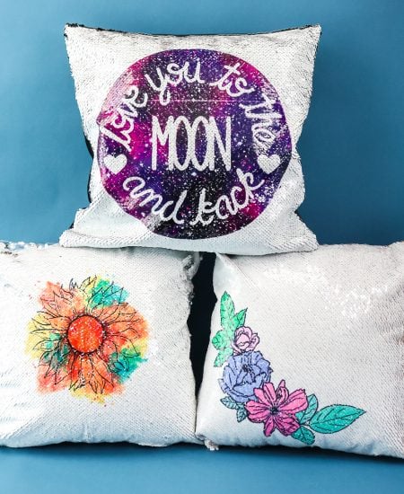 sublimation on sequins on pillow covers