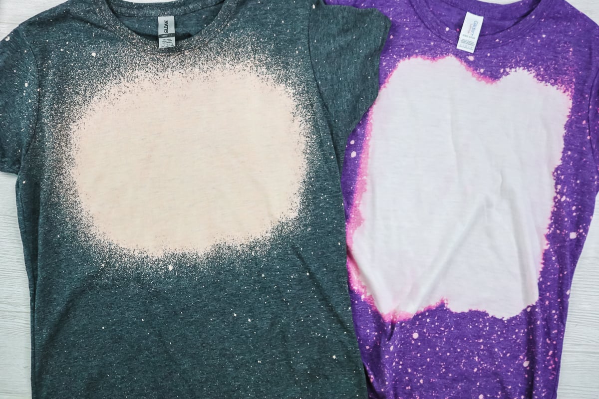 shirts with white areas from bleach application