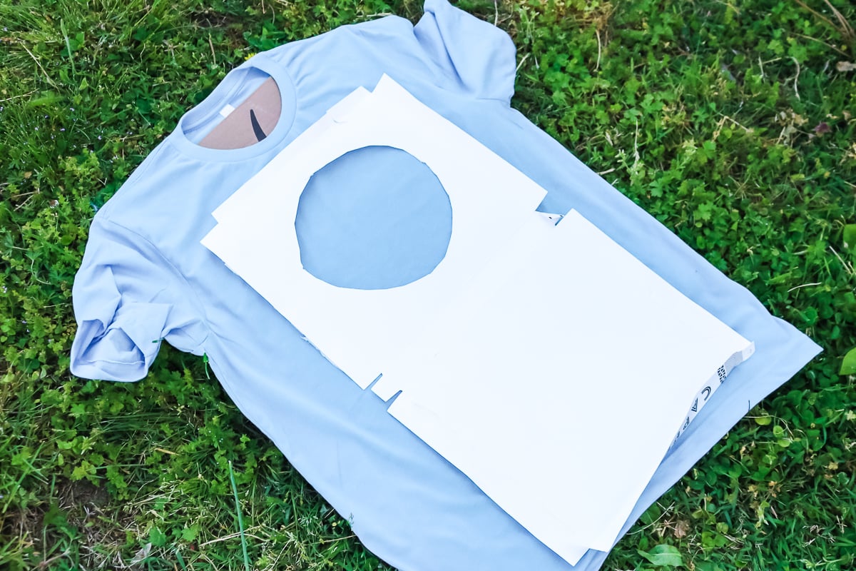 cardboard mask on a bleached shirt