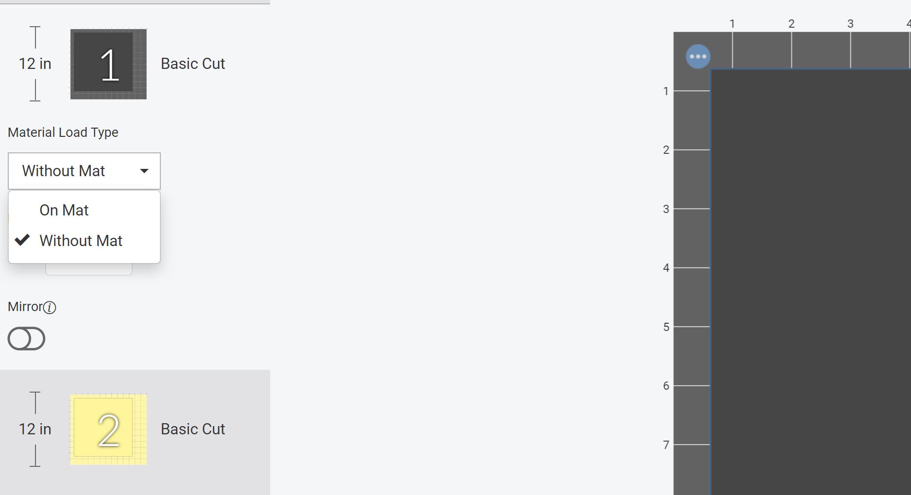 choosing mat or no mat in design space