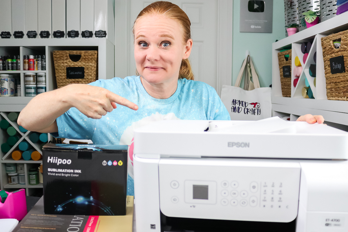 angie holden with a sublimation printer