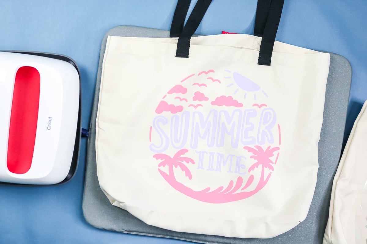 summer time tote bag with two colors of htv