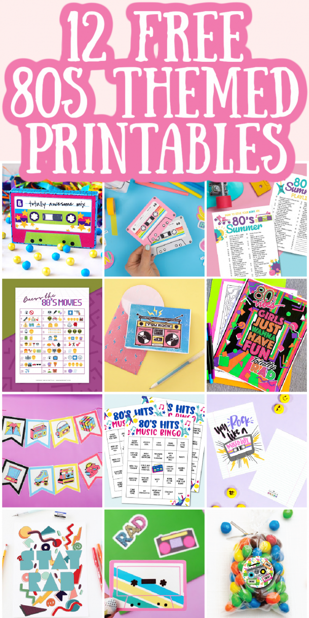 80s Party Decorations: Free Printable Banner and More - Angie Holden ...