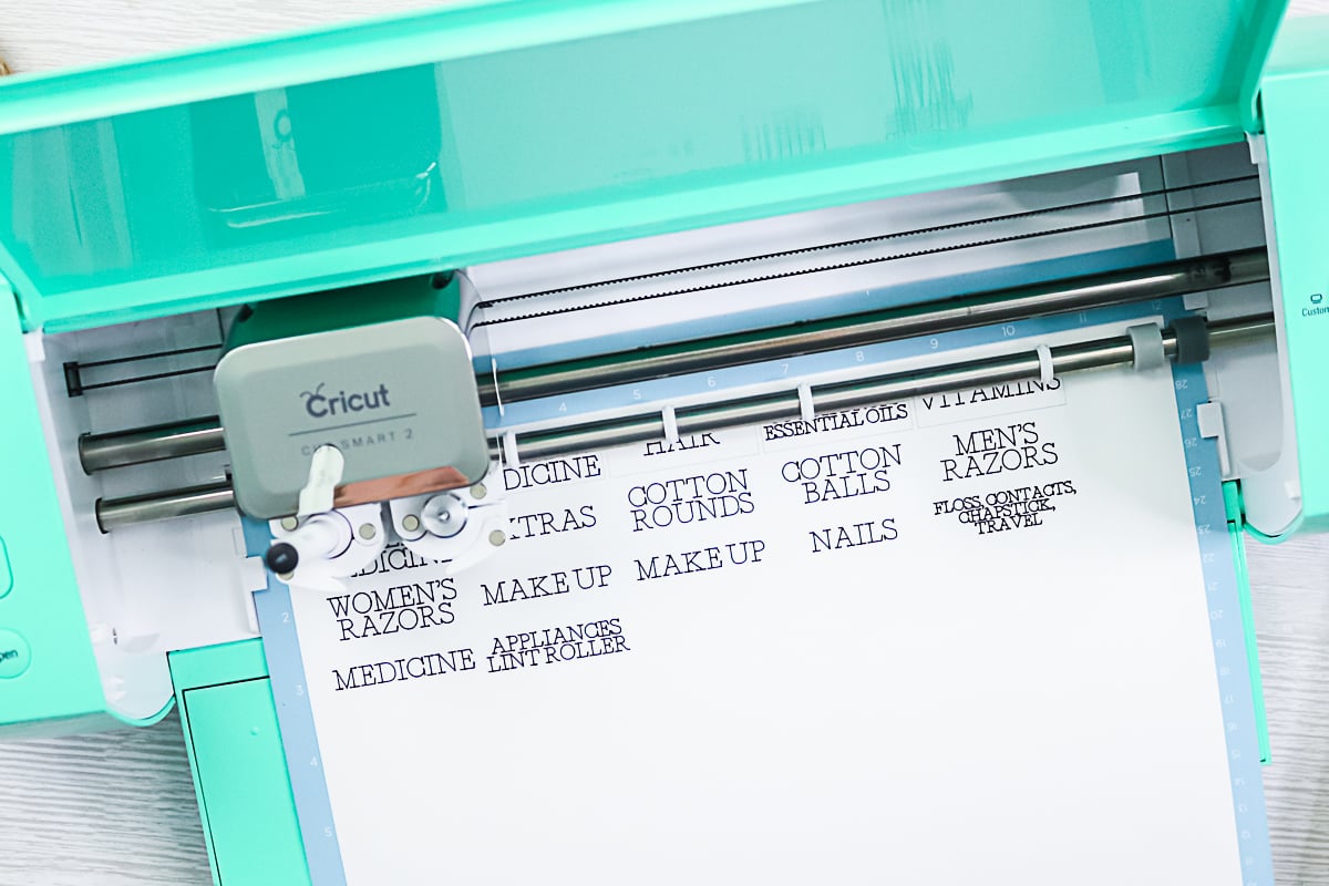 labels written with a pen in a Cricut Explore Air 2