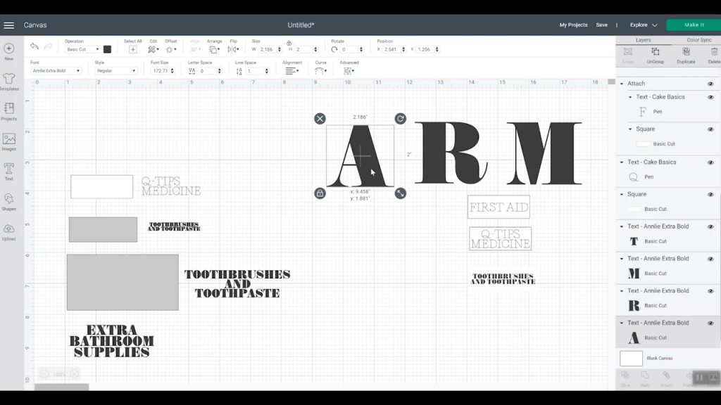 fabrication d'étiquettes en vinyle dans l'espace de conception cricut