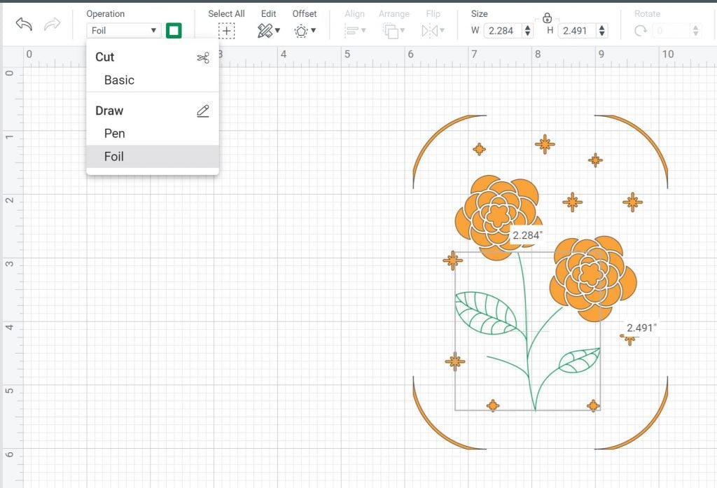 choisir une feuille pour une carte de joie cricut