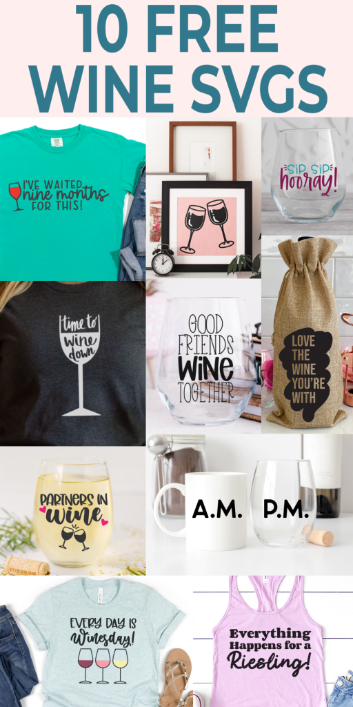 Don't miss these 10 wine SVG files for all of your Cricut crafts! You will love making things for yourself as well as your friends! #cricut #freesvg #cutfiles 