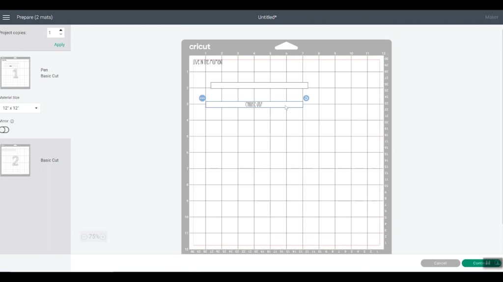 localisation des conceptions dans l'espace de conception cricut