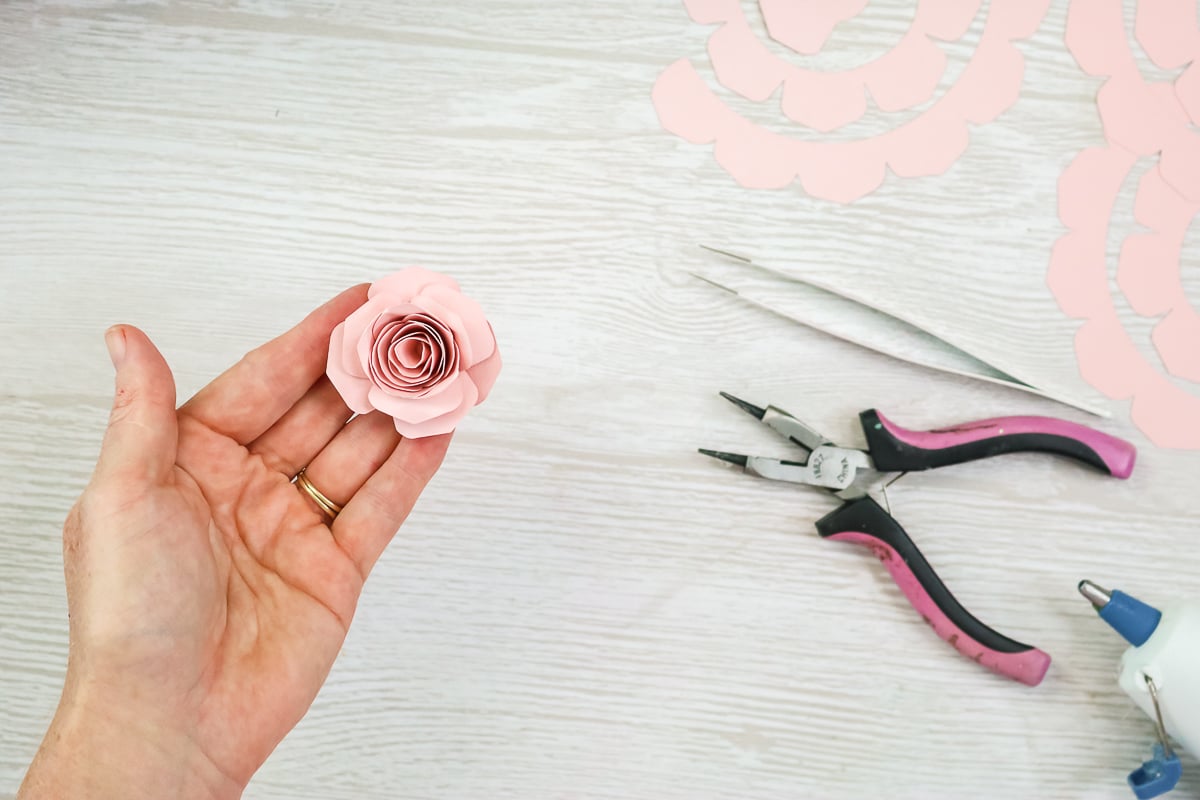 completed flower made from paper