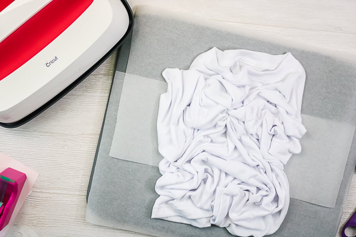 scrunched up polyester shirt on a mat