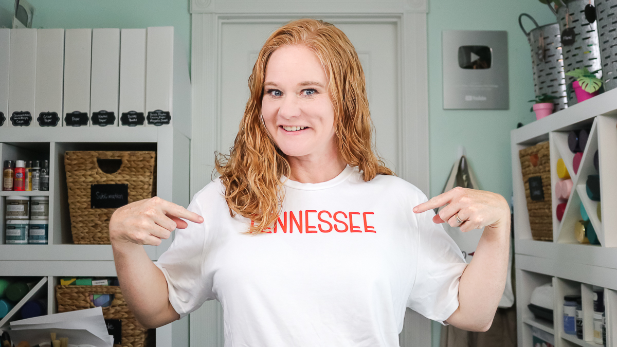 angie holden wearing a tennessee shirt