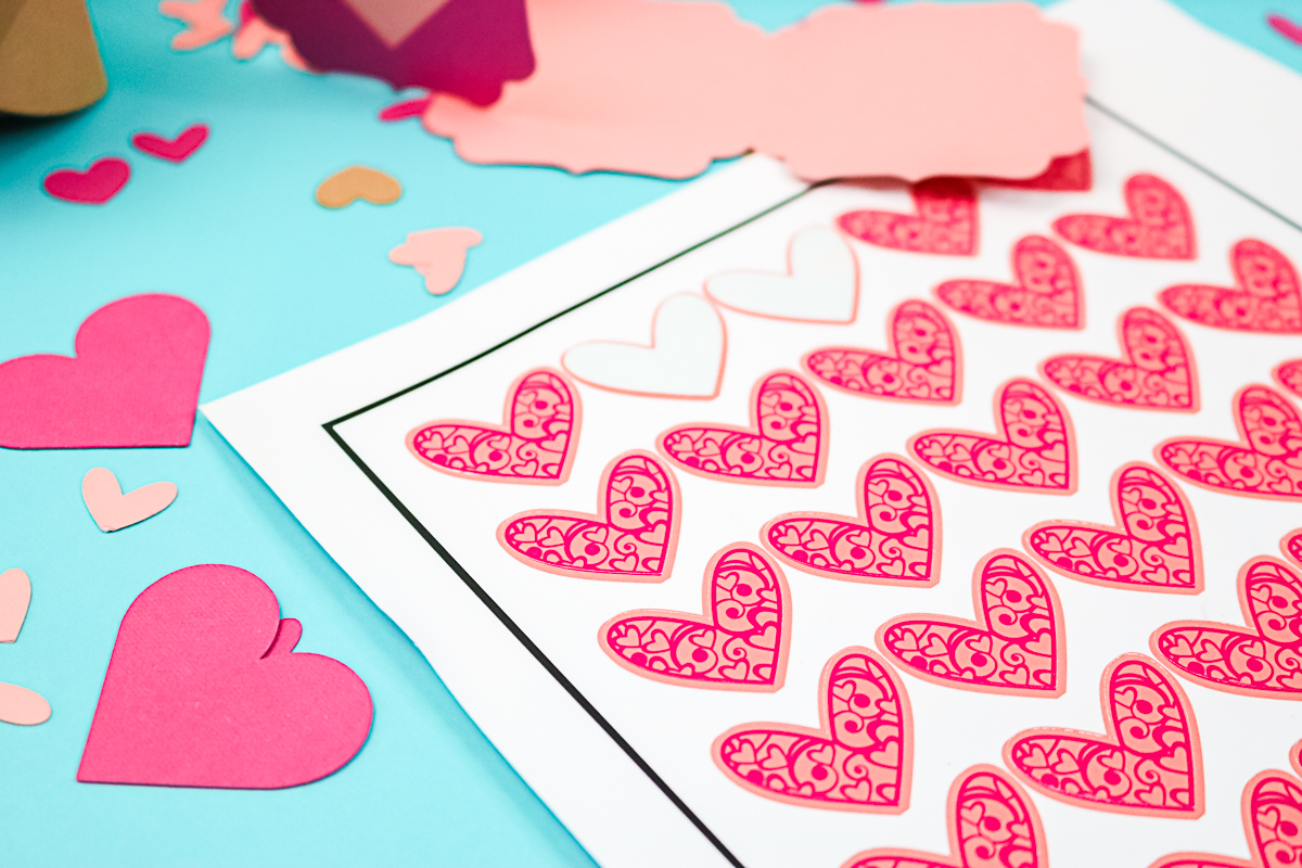 heart print then cut stickers