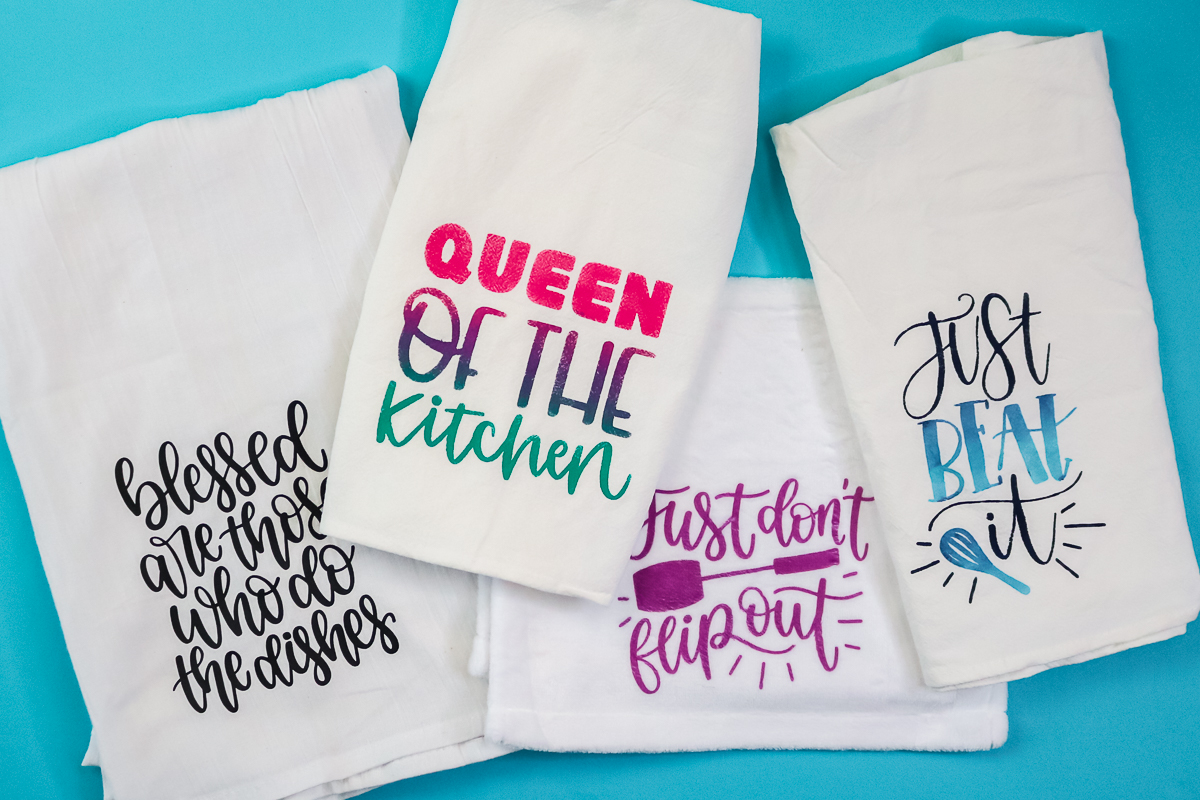 tea towels made with a cricut machine