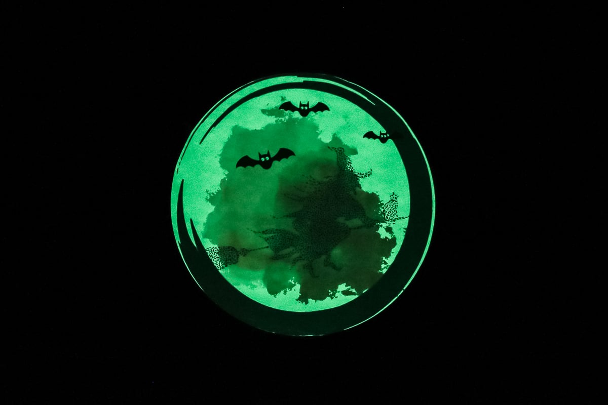 glow in the dark halloween witch design