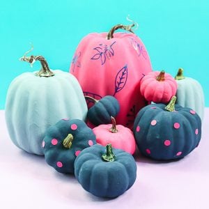 baking soda and acrylic paint on pumpkins