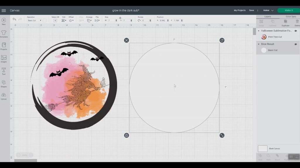 conception de sublimation dans l'espace de conception cricut