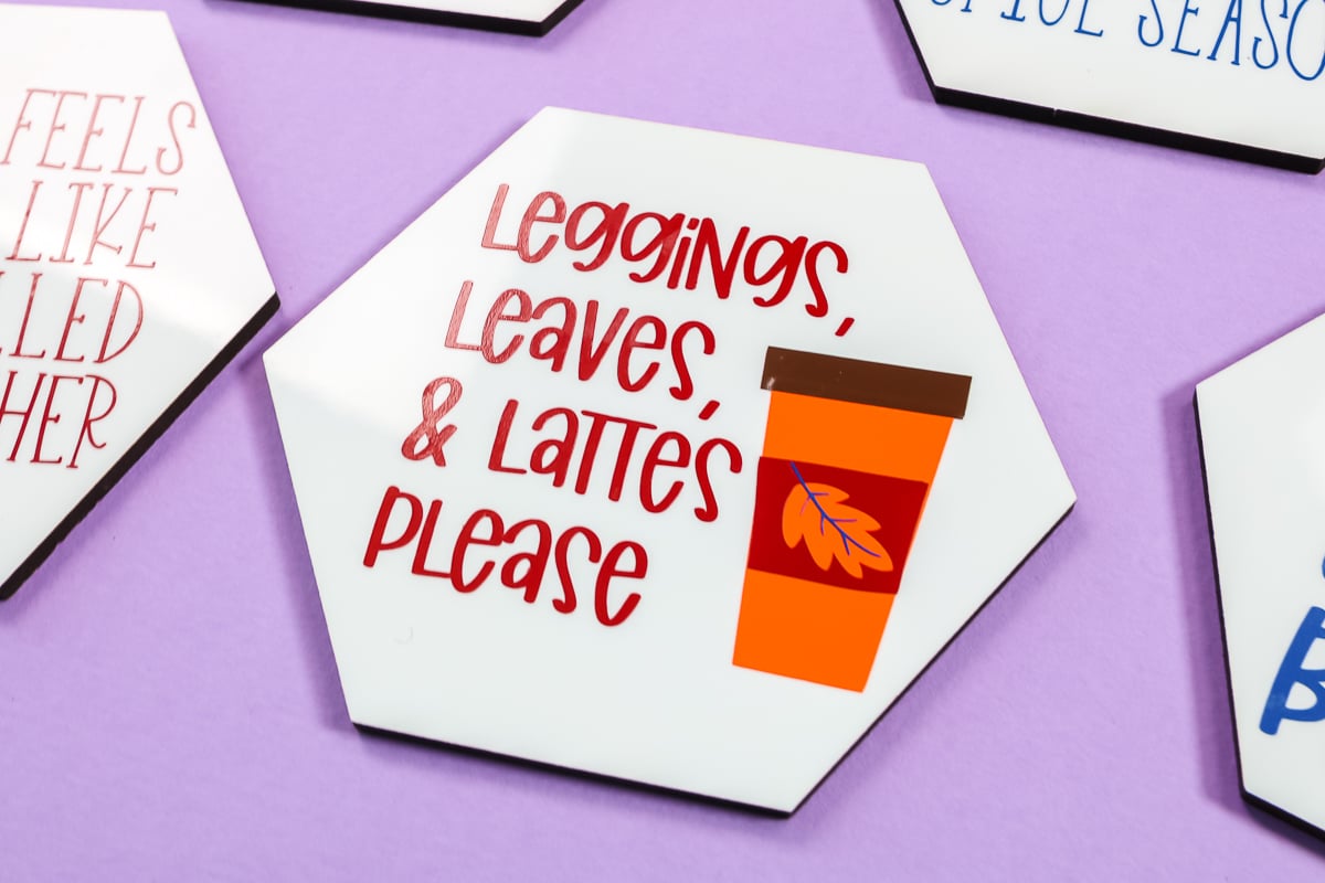 leggings leaves and lattes please coaster
