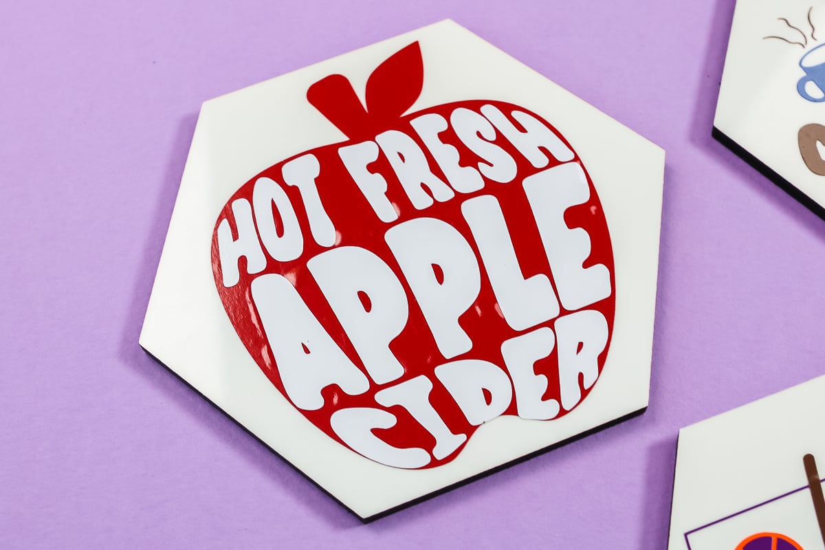 hot fresh apple cider coaster