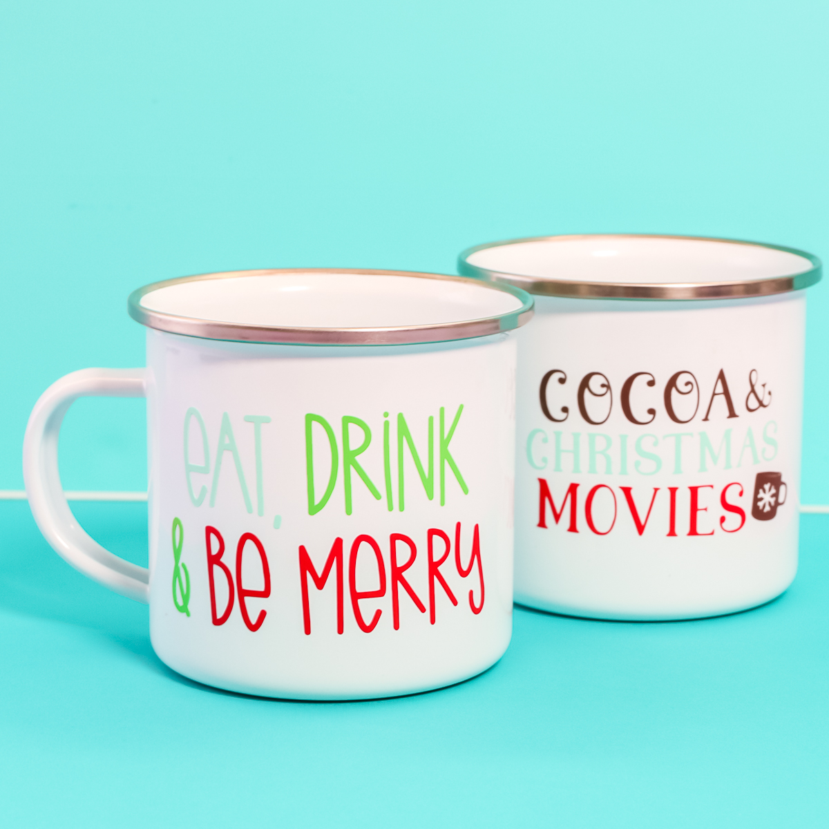 adding vinyl designs to camping mugs