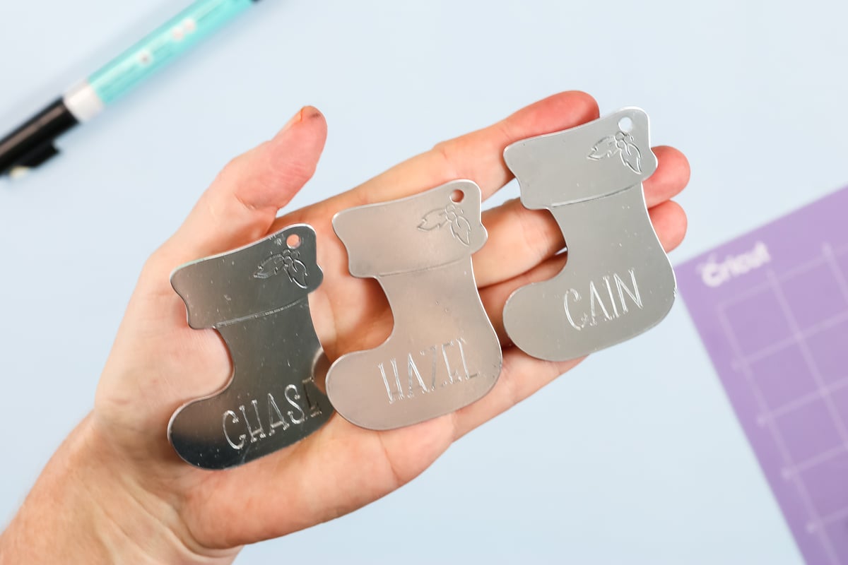 christmas ornaments engraved with a name