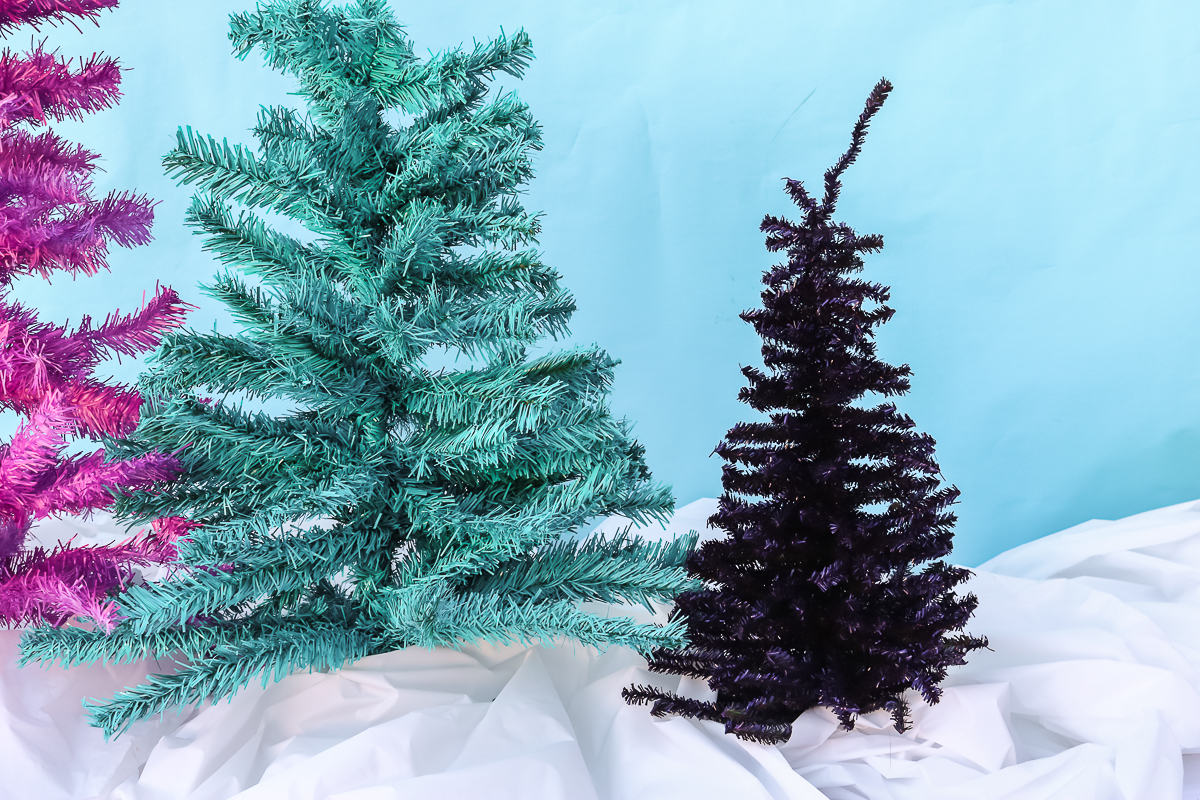 bold colored christmas trees